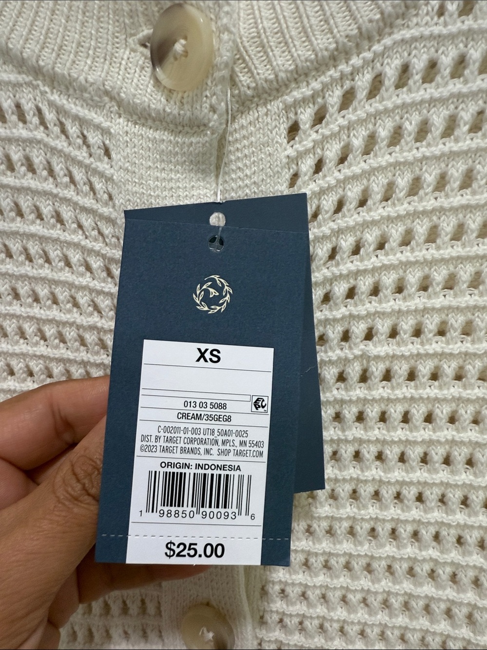 Universal Thread Cream Open-Knit Button Front Sweater Vest - Picture 2 of 6